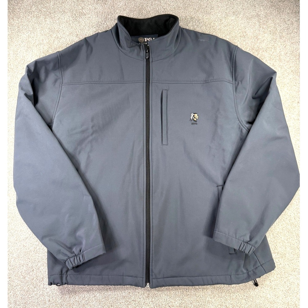 PGA Authentic Mens Gray Softshell Fleece Lined Full Zip Golf Jacket Large
